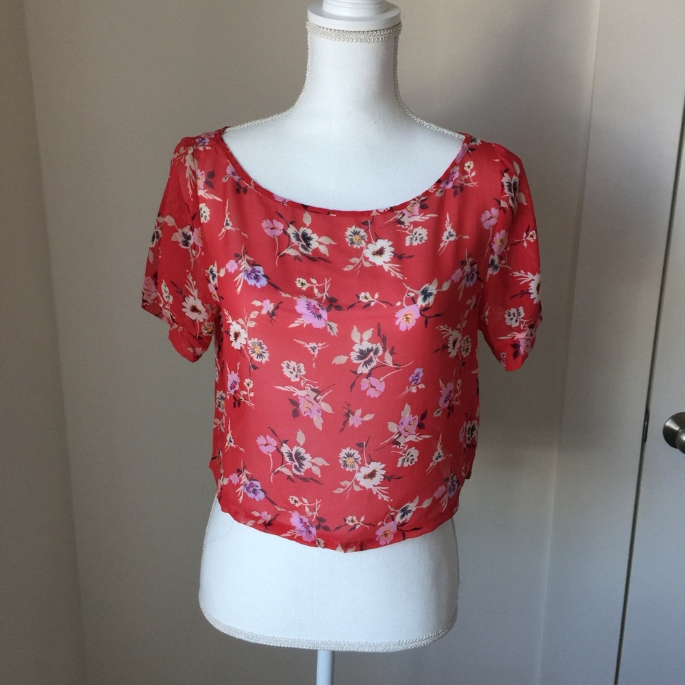 Floral Print Red Top