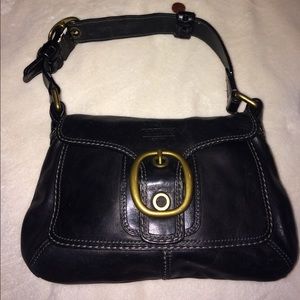 Coach Purse Black Leather Small Flap Handbag