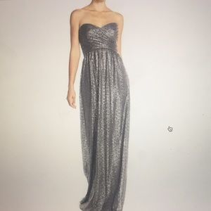 Amsale 'London' Sequin Tulle Strapless- Gunmetal