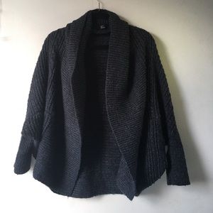 Chunky charcoal gray knit cardigan