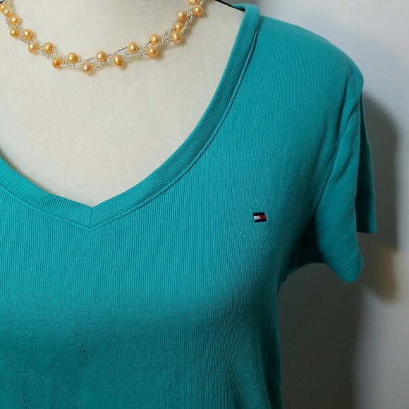 Tommy Hilfiger | Tops | Tommy Hilfiger Teal Blue Cotton Knit Tee Shirt | Poshmark