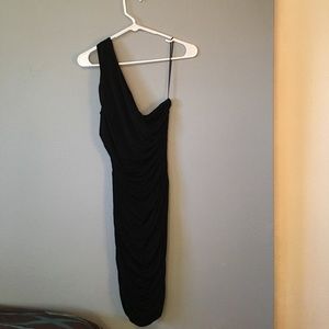 Sleek one shoulder black dress