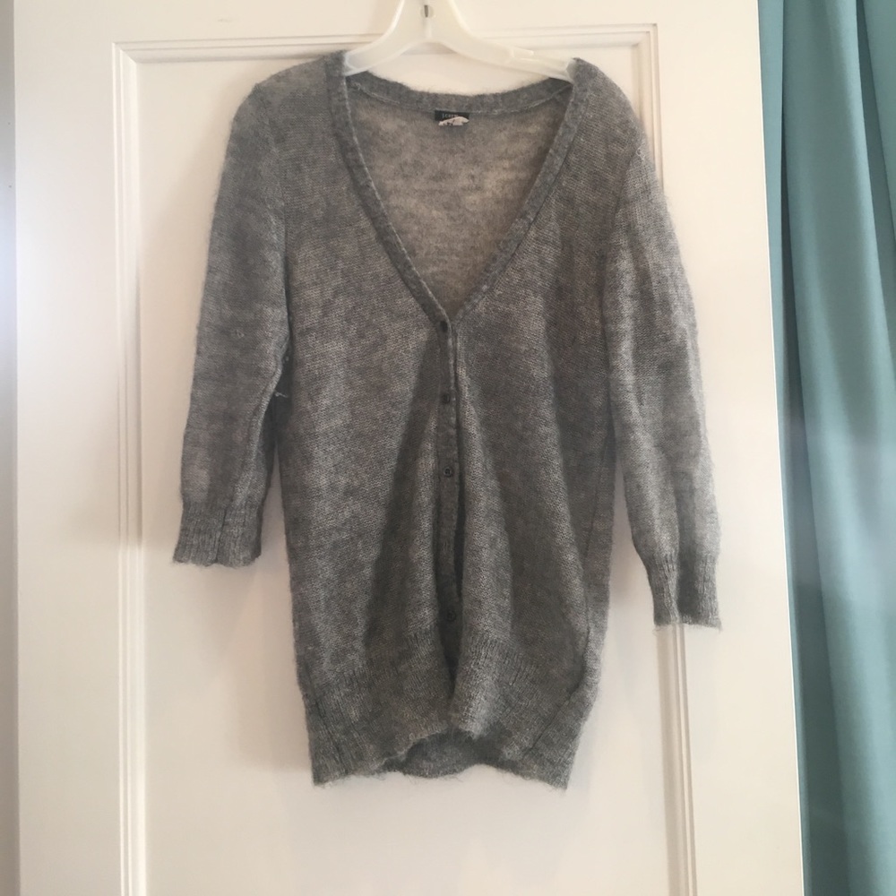 J, Crew soft Gray quarter sleeve Cardigan