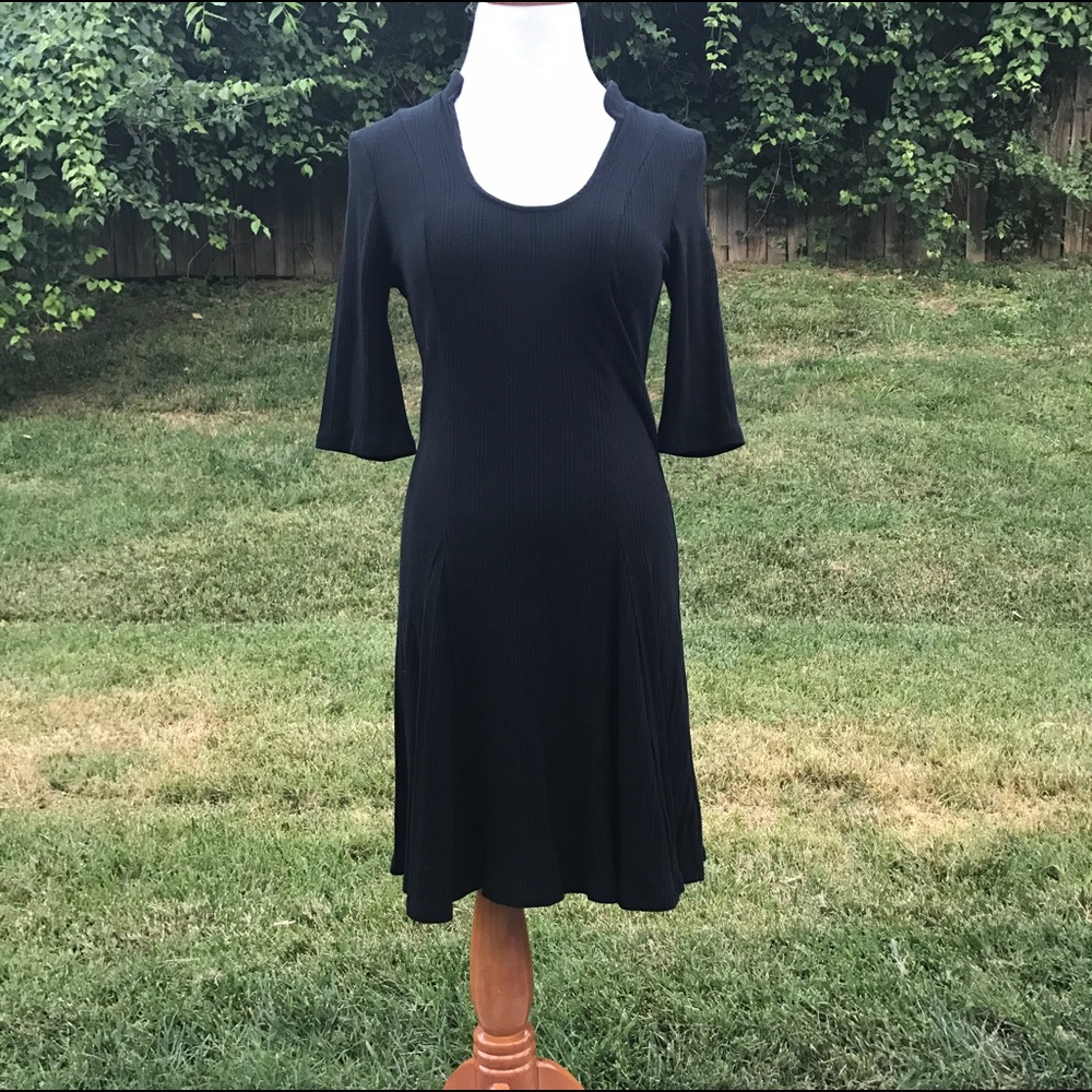 Free People Dress M Black Solid Shirt Stretchy New Knee Length