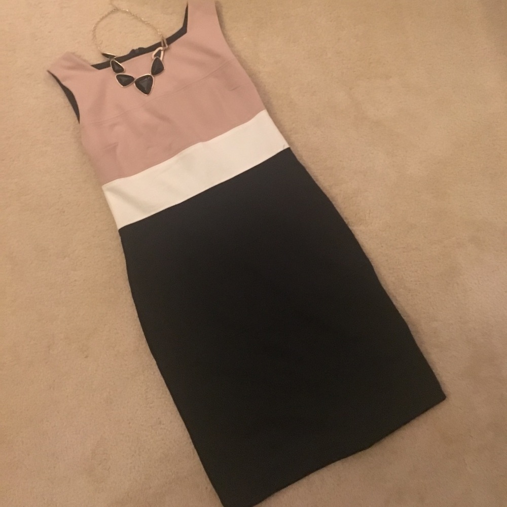 Color block tri-color dress