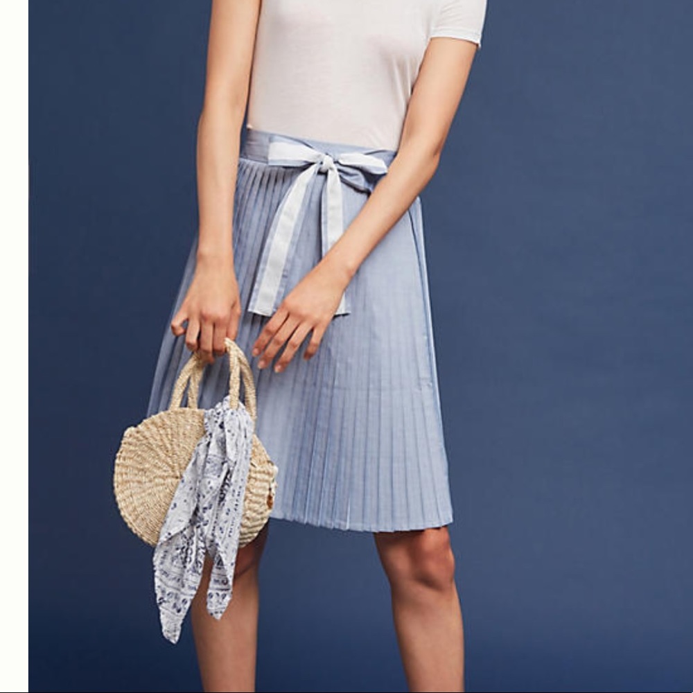 BNWT anthropologie pleated chambray skirt