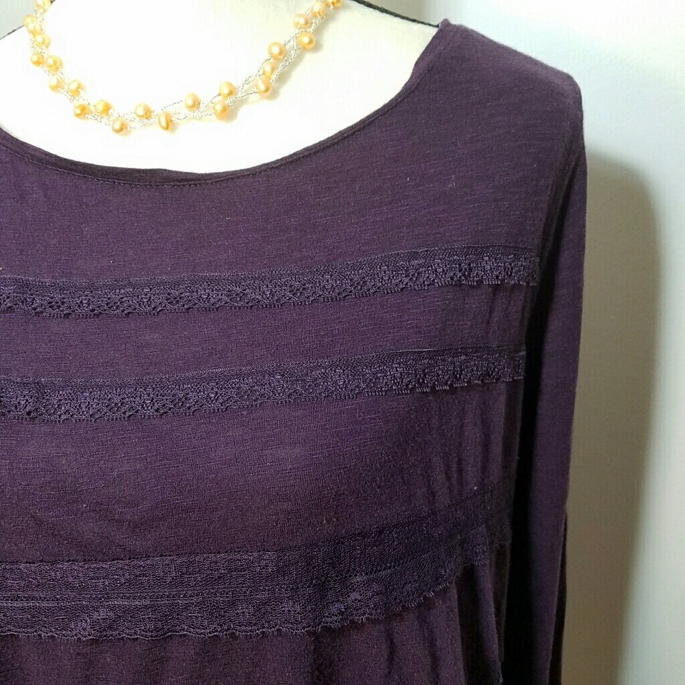Loft Lace Front Trimmed Long Sleeved Top