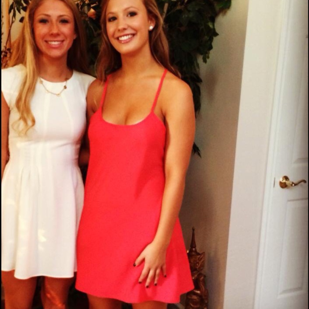 Pink open back shift dress!