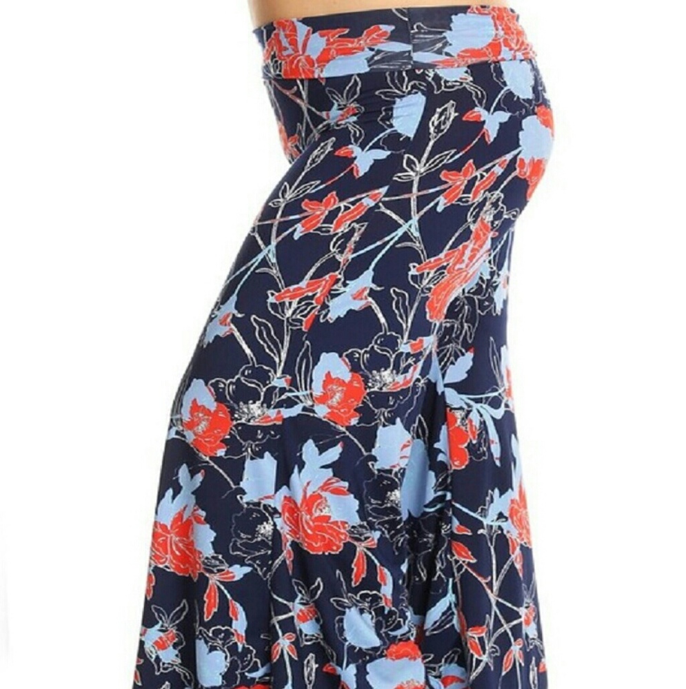 Womens Navy Blue Palazzo Wide Leg Flare Pants.