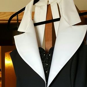 Black and white long evening gown