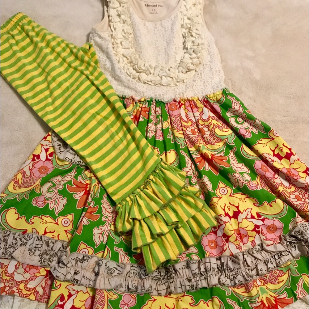 Mustard Pie Dress/Ruffle Leggings