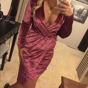 Luxurious rose pink velvet dress