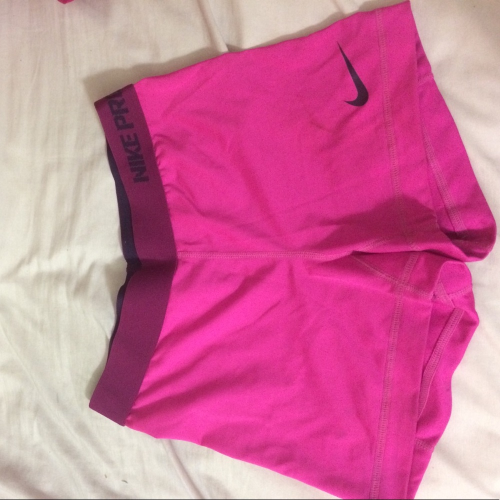 Pink Nike Pro 3" shorts