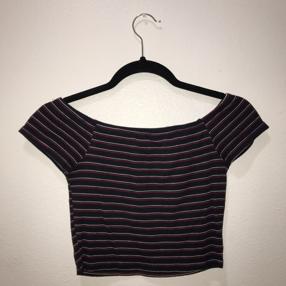 Striped Off the Shoulder Crop