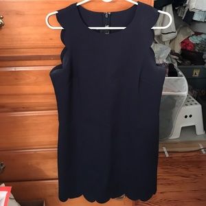 J. Crew Scalloped Dress, Navy, Size 8
