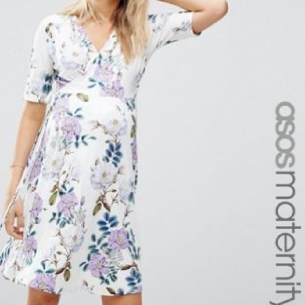 RESERVED ASOS maternity floral wrap dress