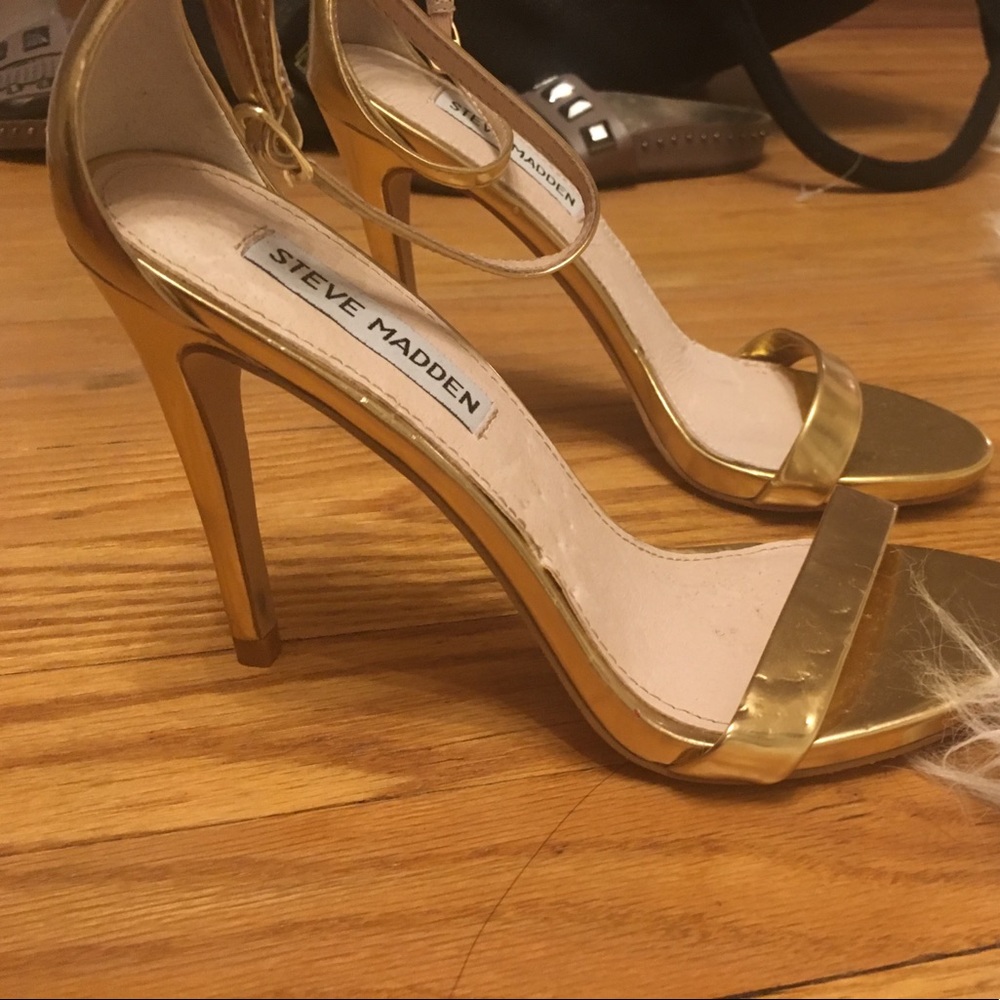Steve Madden Gold Single Strap Dress Heels