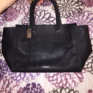 Authentic black leather coach purse