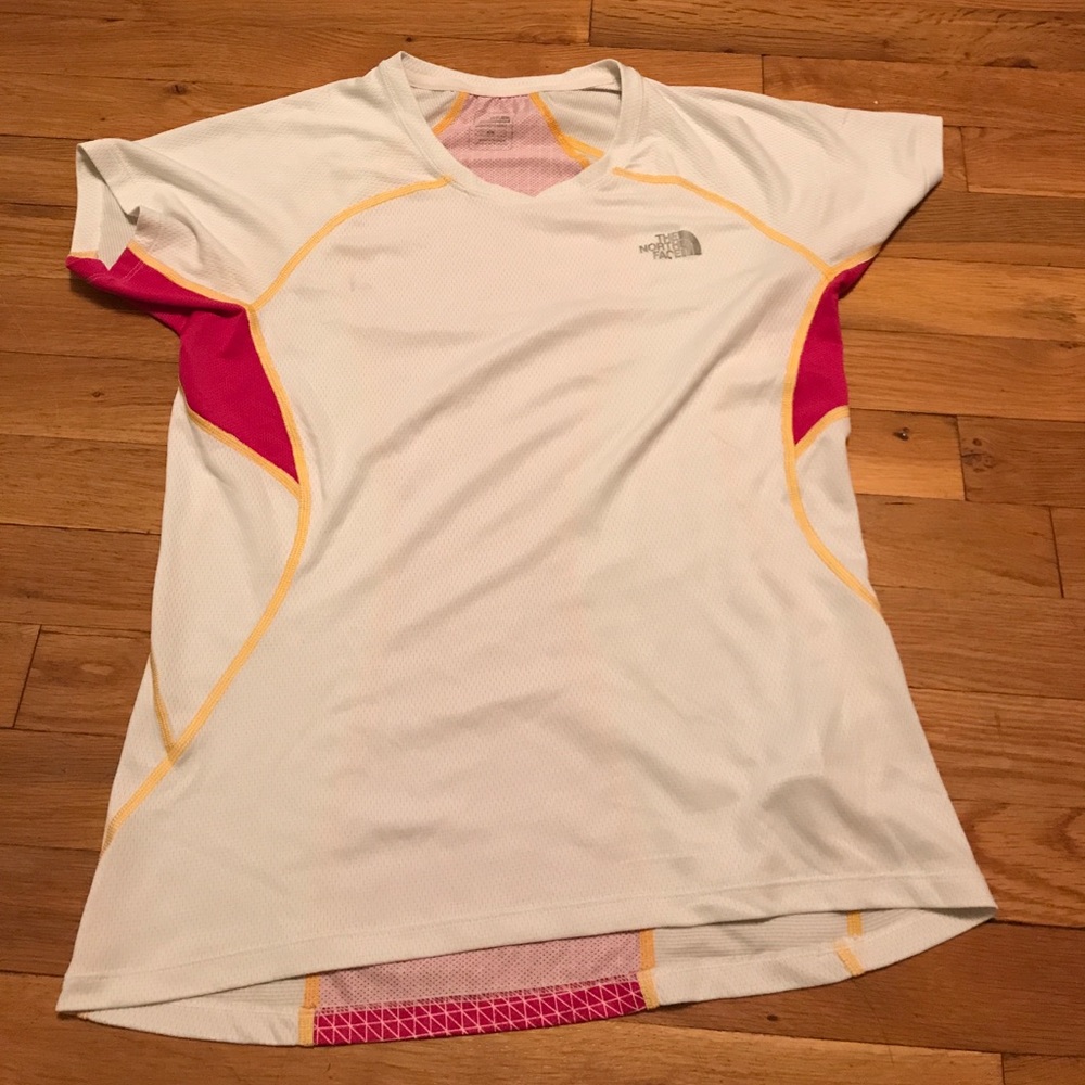 [North Face] Pink and White Workout Tee