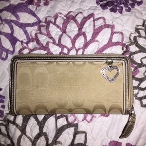 Authentic coach zip around wallet
