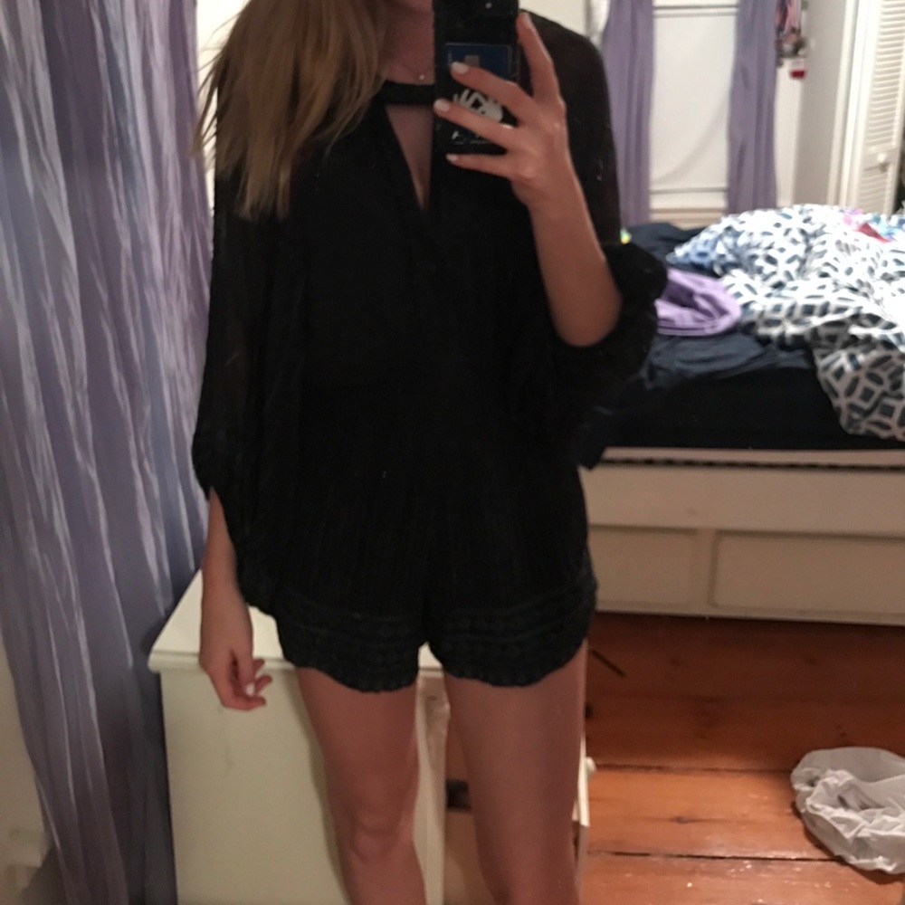 Black free people butterfly kisses beaded romper