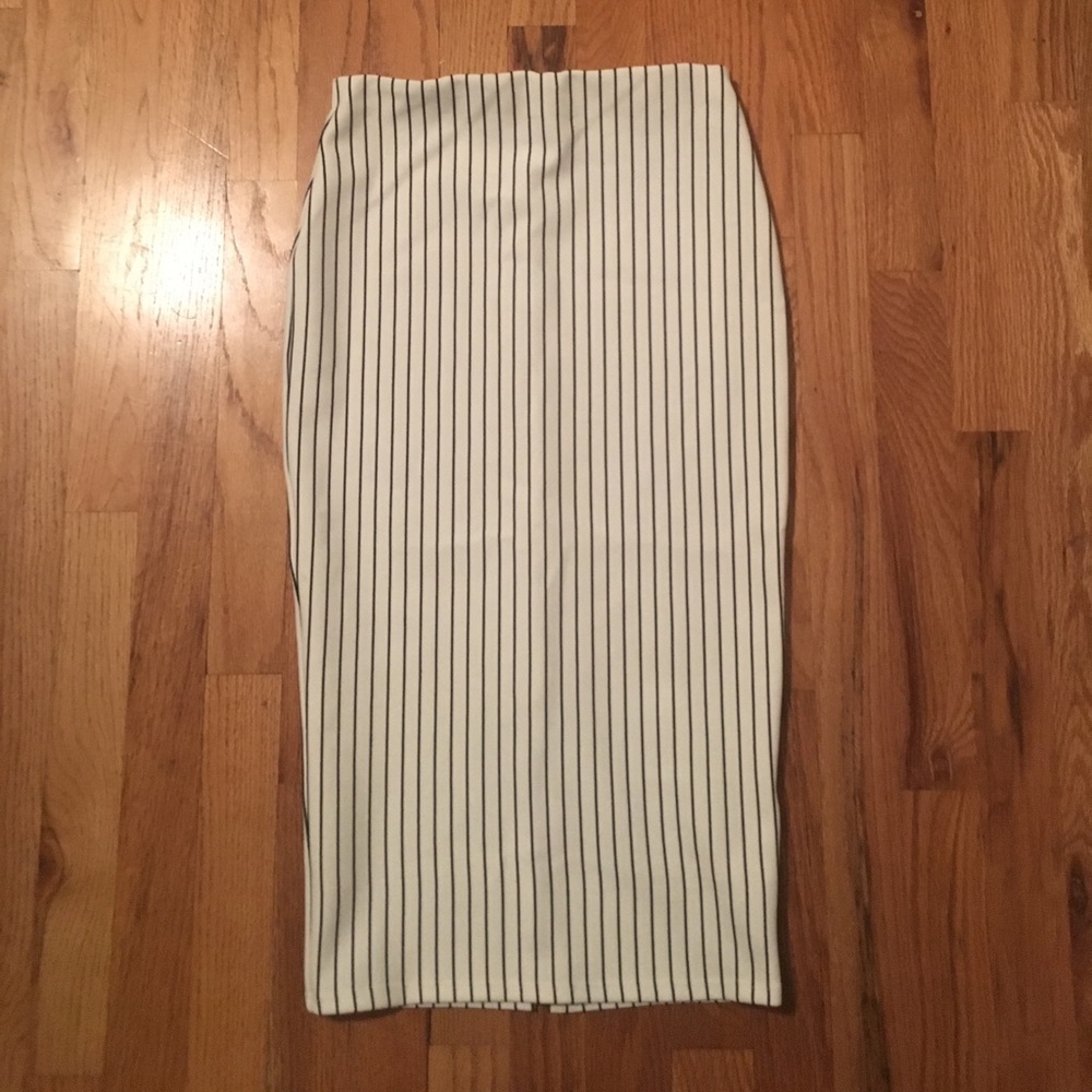 Miss Selfridge White Skirt With Black Pinstripes