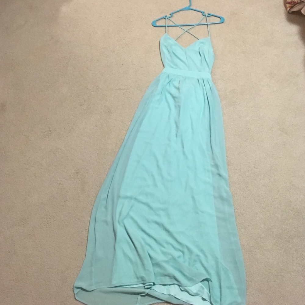 Turquoise maxi dress with open back