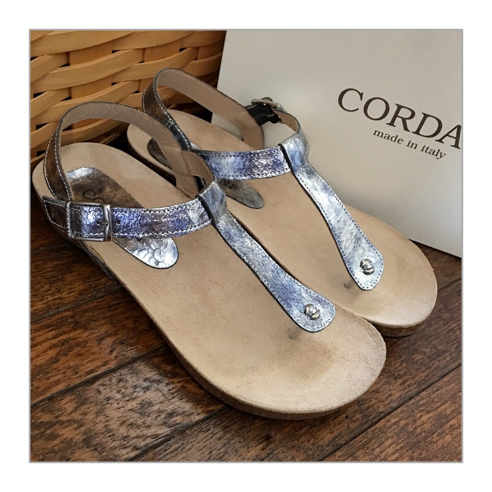 Cordani Italian Blue Flatform Wedge Sandals - Picture 5 of 7