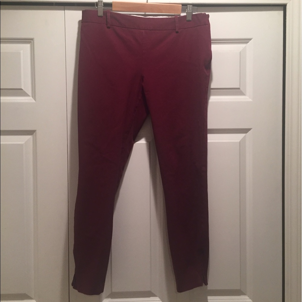 Maison Jules Maroon "Charlotte" Slim Pencil Pants