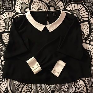 Black and white collar shirt