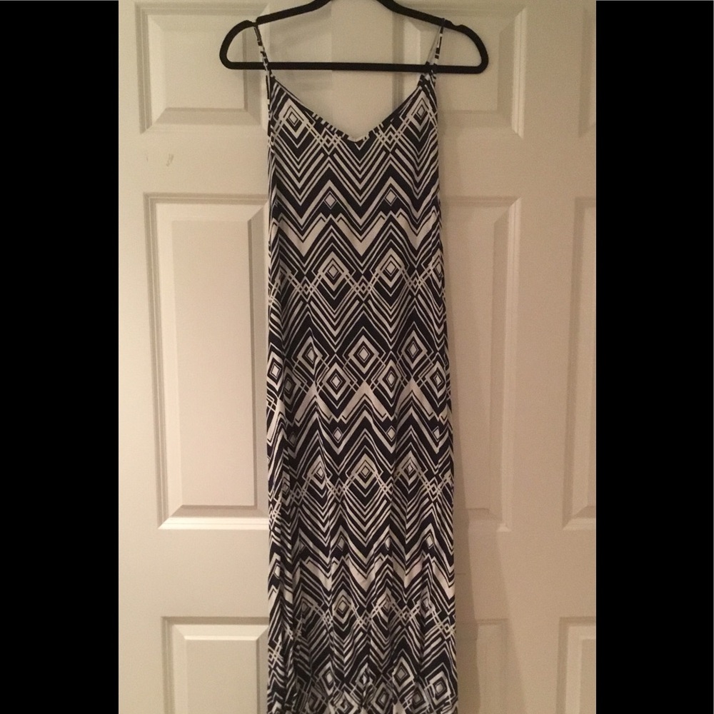 Navy blue and white maxi dress