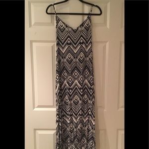 Navy blue and white maxi dress