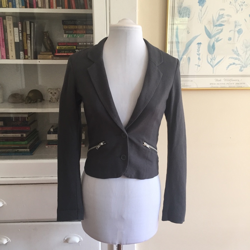 {Divided} Grey Ponte Blazer With Zipper Pockets