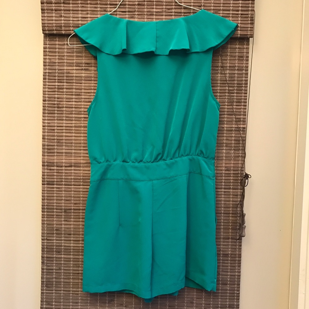 Turquoise Romper with Ruffle Detailing - Picture 3 of 5