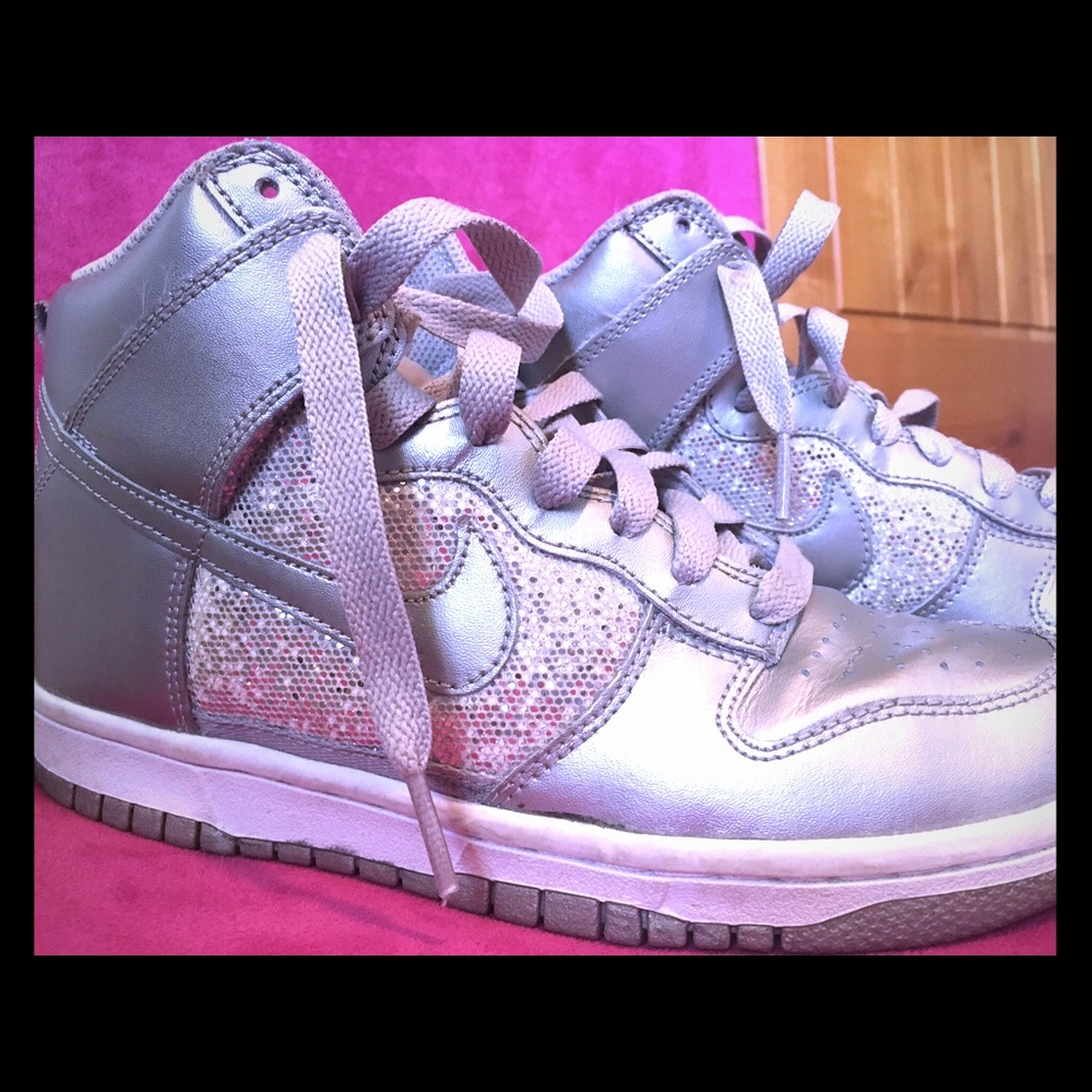 Nike high-tops sparkly shoes.