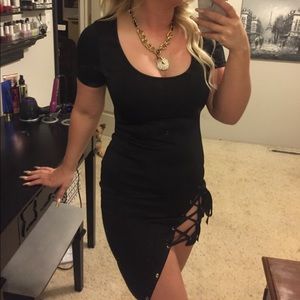 Black lace up dress
