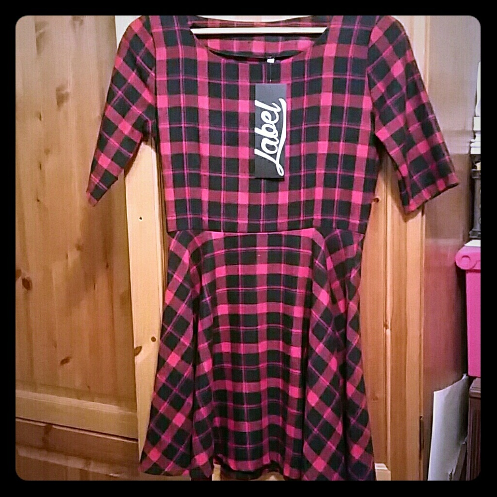 Red and black plaid dress