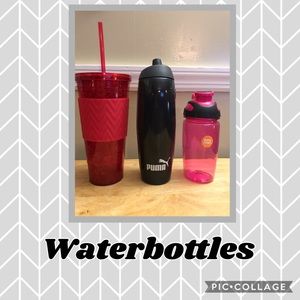 Three different sized water bottles.