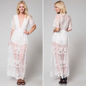 White lace romper/maxi