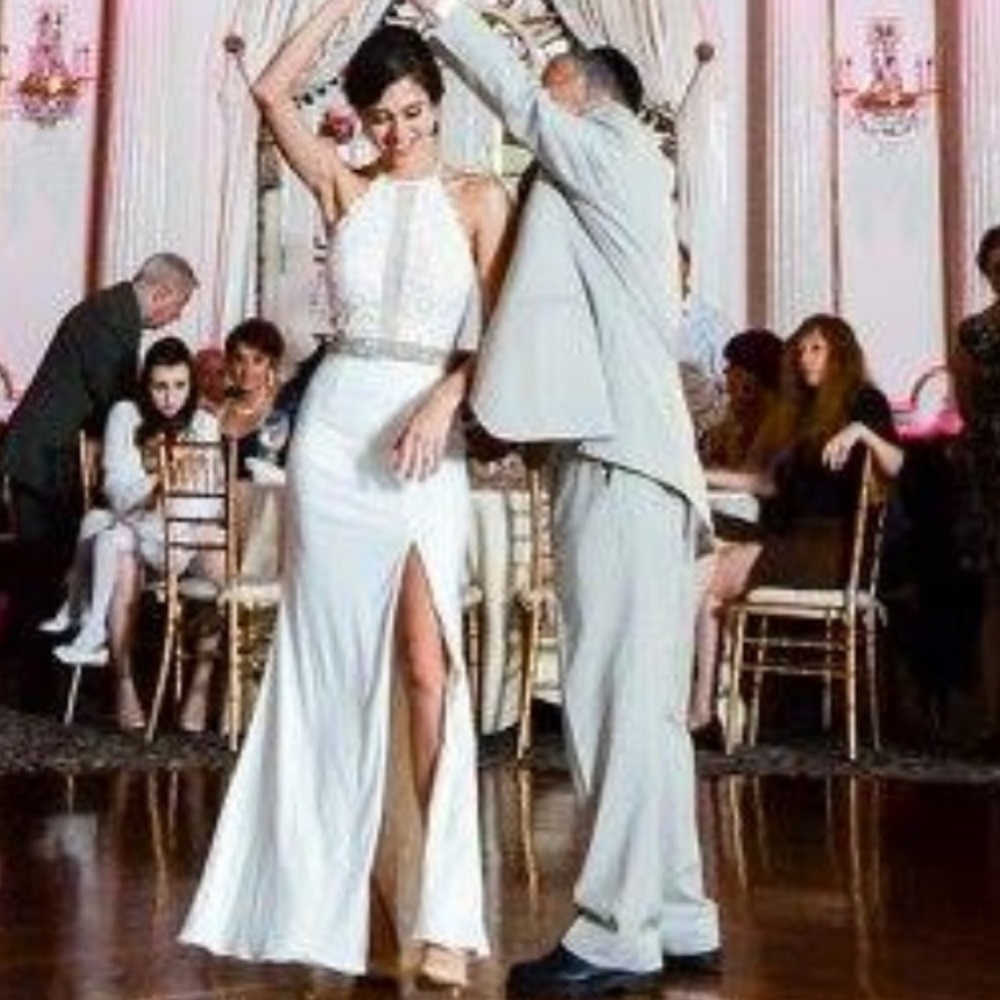 Sheri Hill Lace Beaded High Slit Wedding Prom 2121