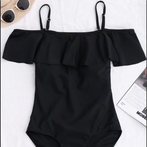 Adorable ruffle off the shoulder bathing suit