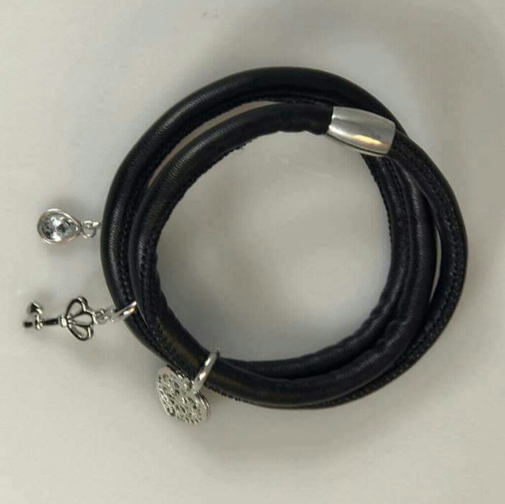 Black Leather Wrap Bracelet