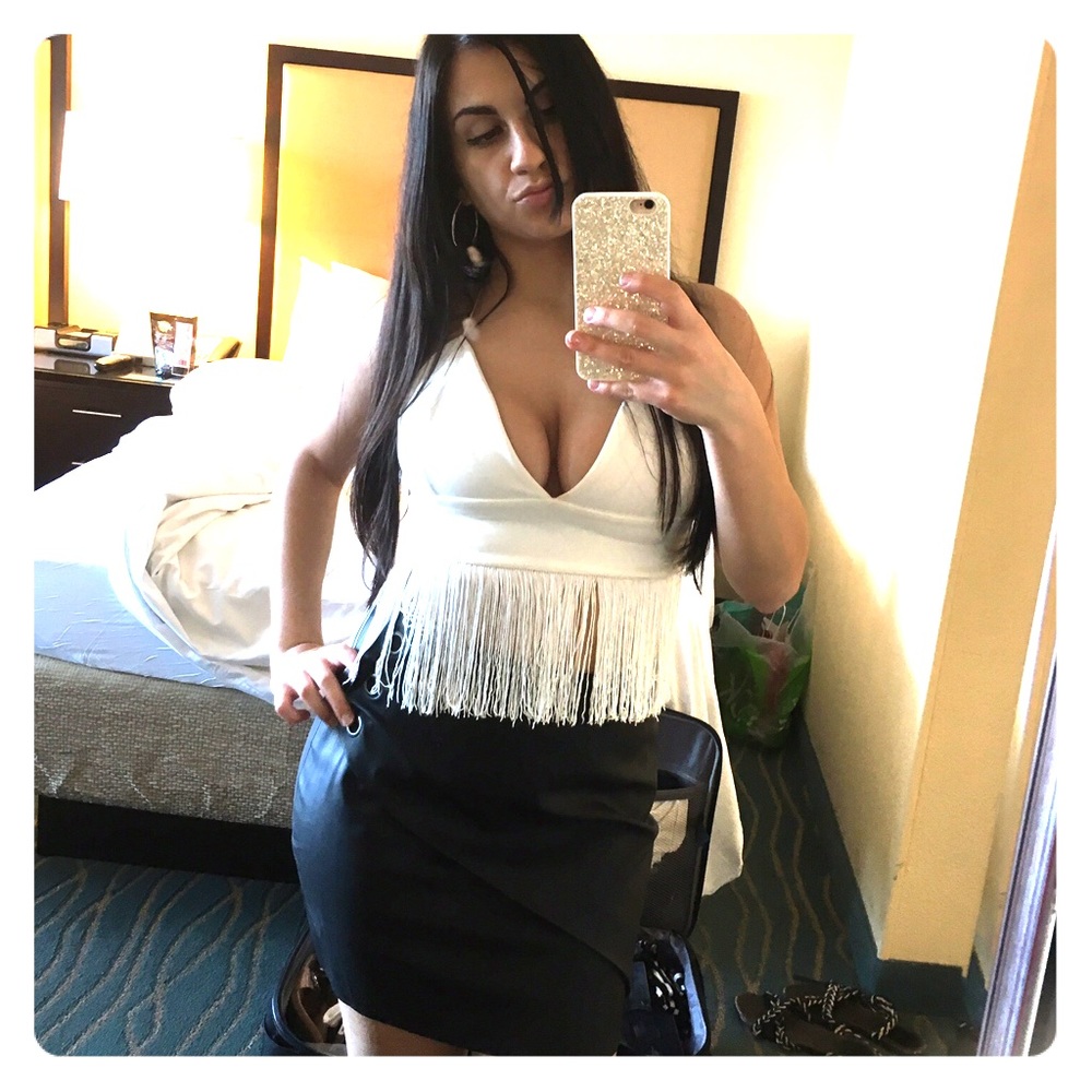 Leather mini skirt