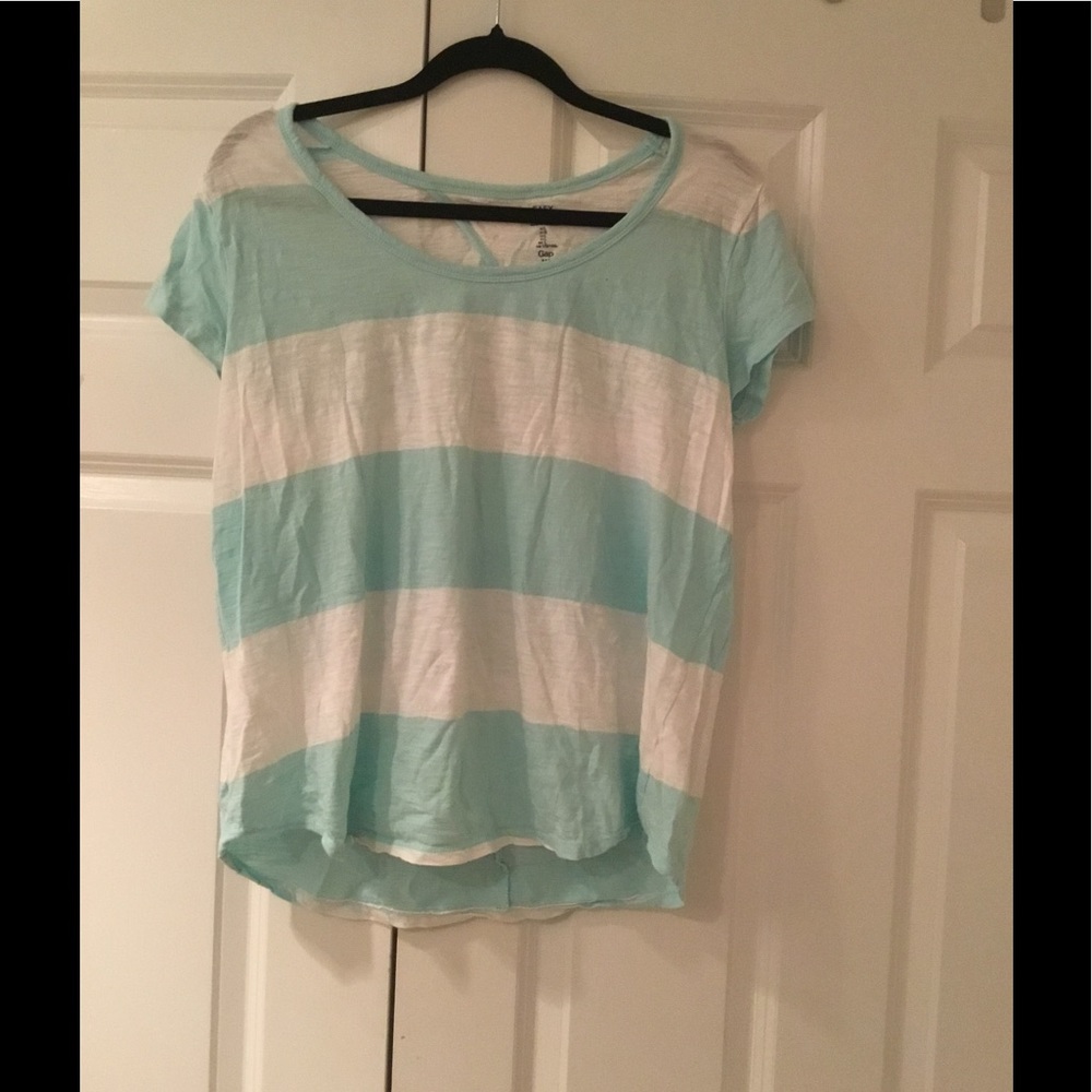 Comfy light blue and white striped tee