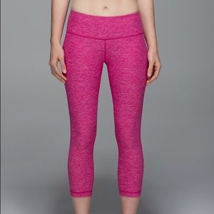 Lululemon heathered Hot pink wunder under crops 2