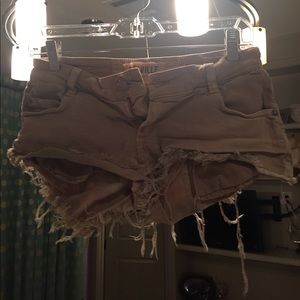 Tan slightly distressed brandy Melville Jean short