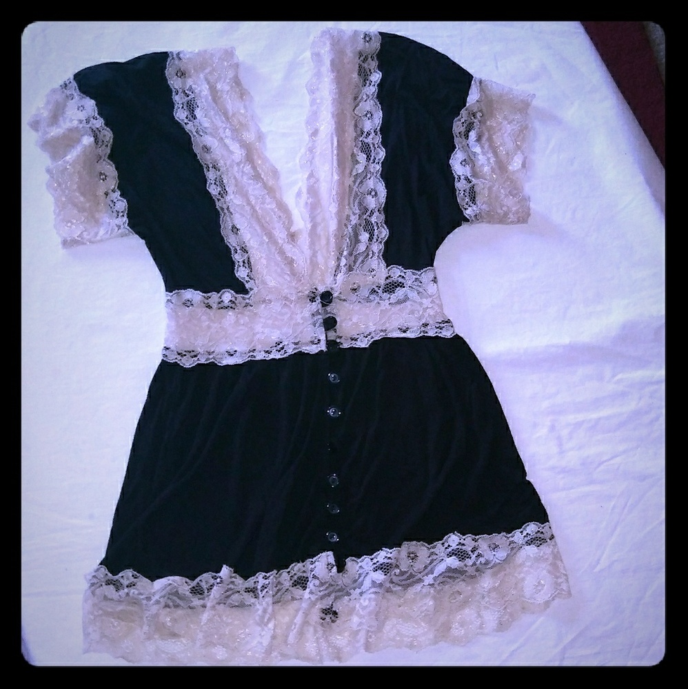 Cute black shirt with ivory lace