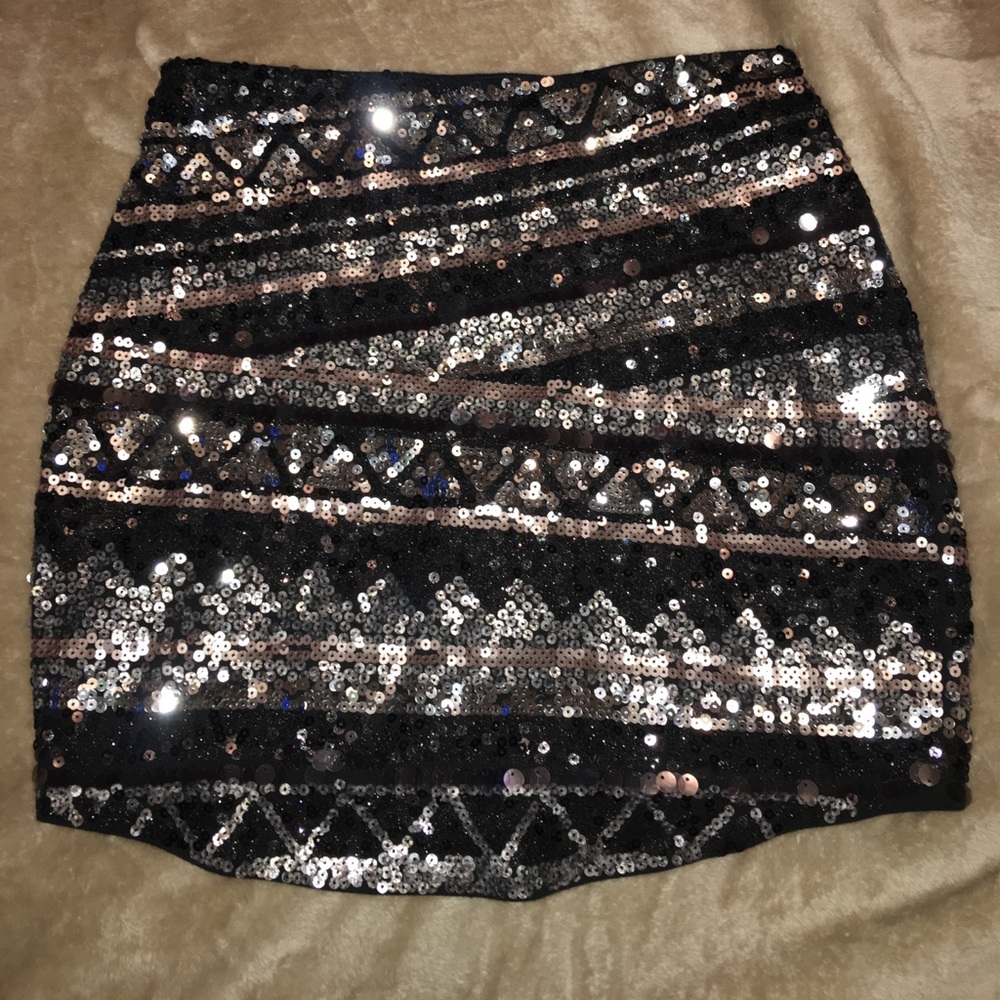 Black sequin mini skirt