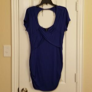 Royal Blue Gather On the Sides Peep Hole Back Top