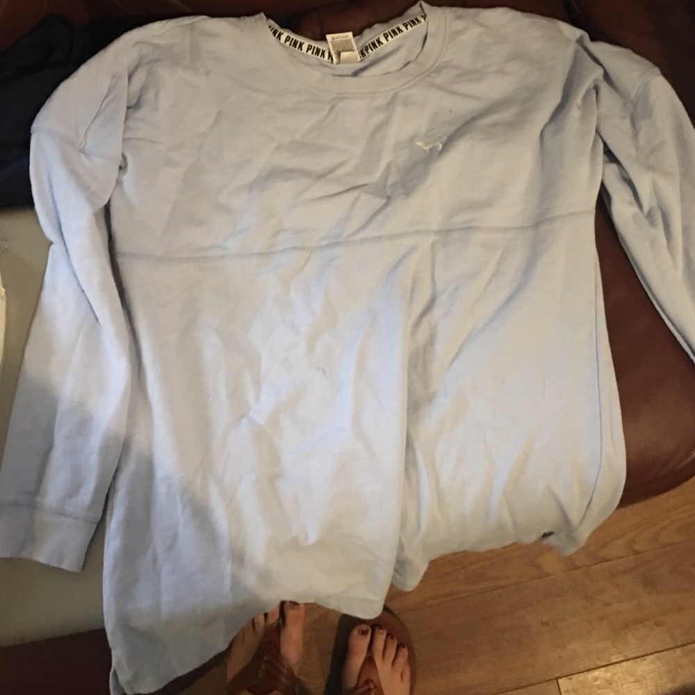Pastel  blue PINK Bictorias Secret Crewneck